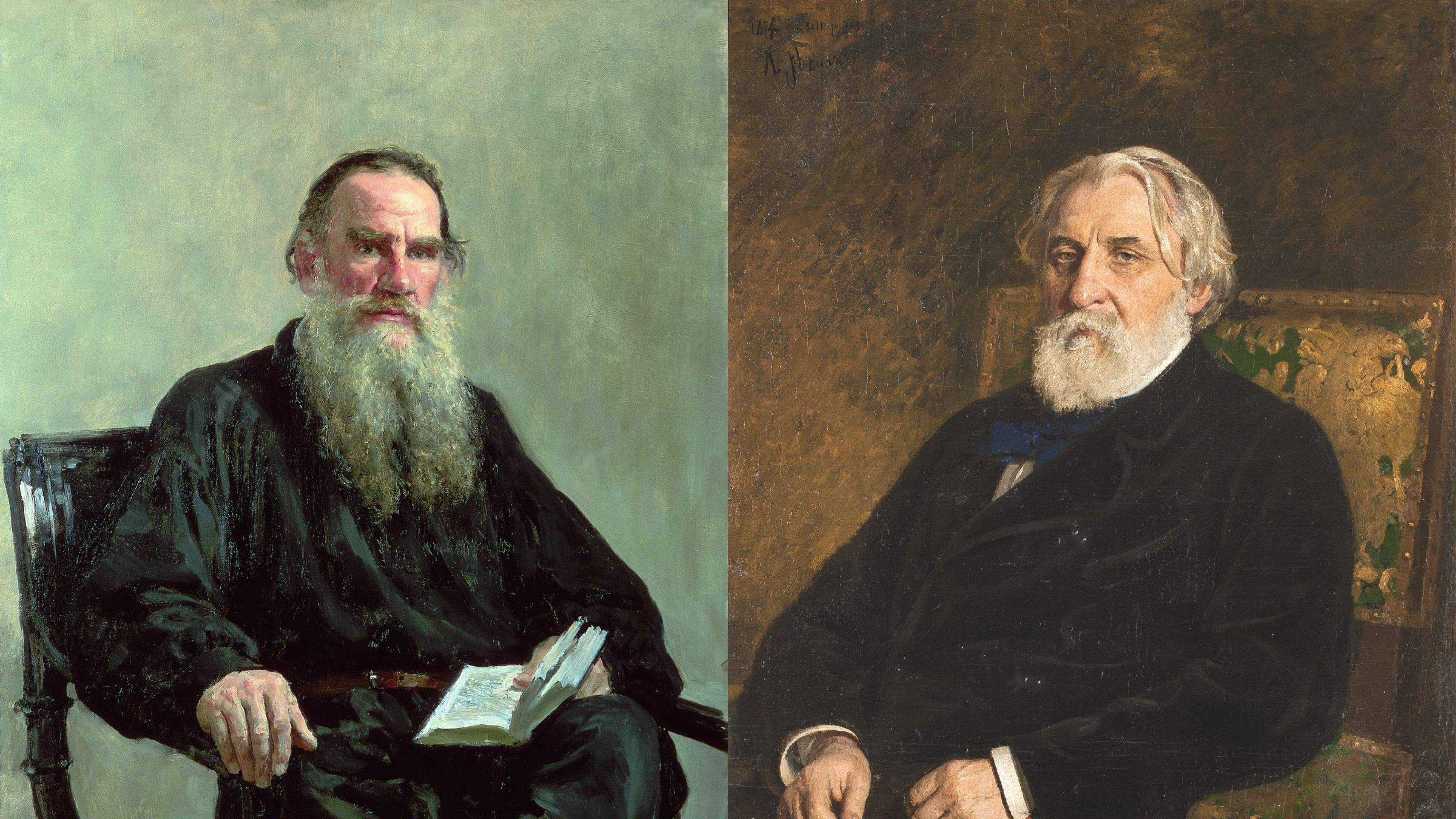 بورتريه لكل من تورقنيف وتولستوي&nbsp;