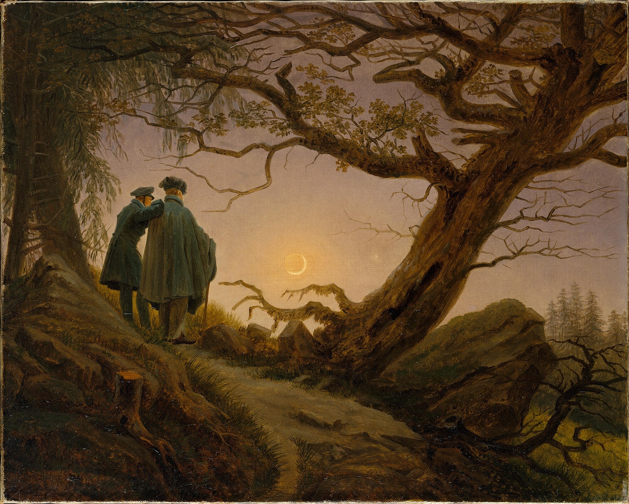Two Men Contemplating the Moon by Friedrich 