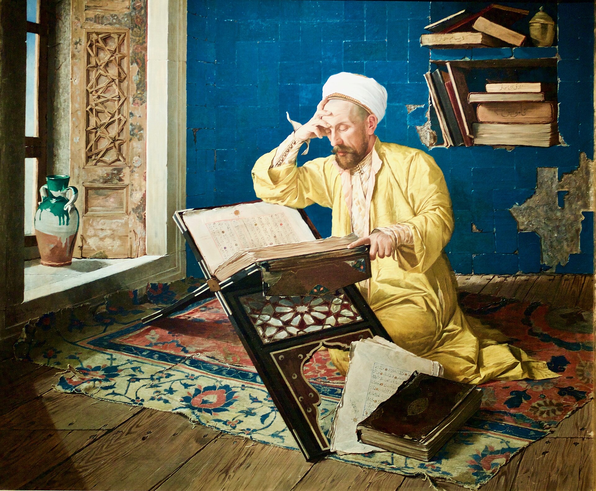 Muslim theologist reading the Qur'an by Osman Hamdi Bey